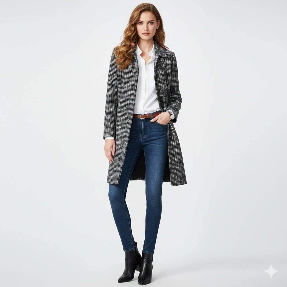 AGB Byer California Jacket Womens 8 Black White‎ Tweed Classic Longline Blazer